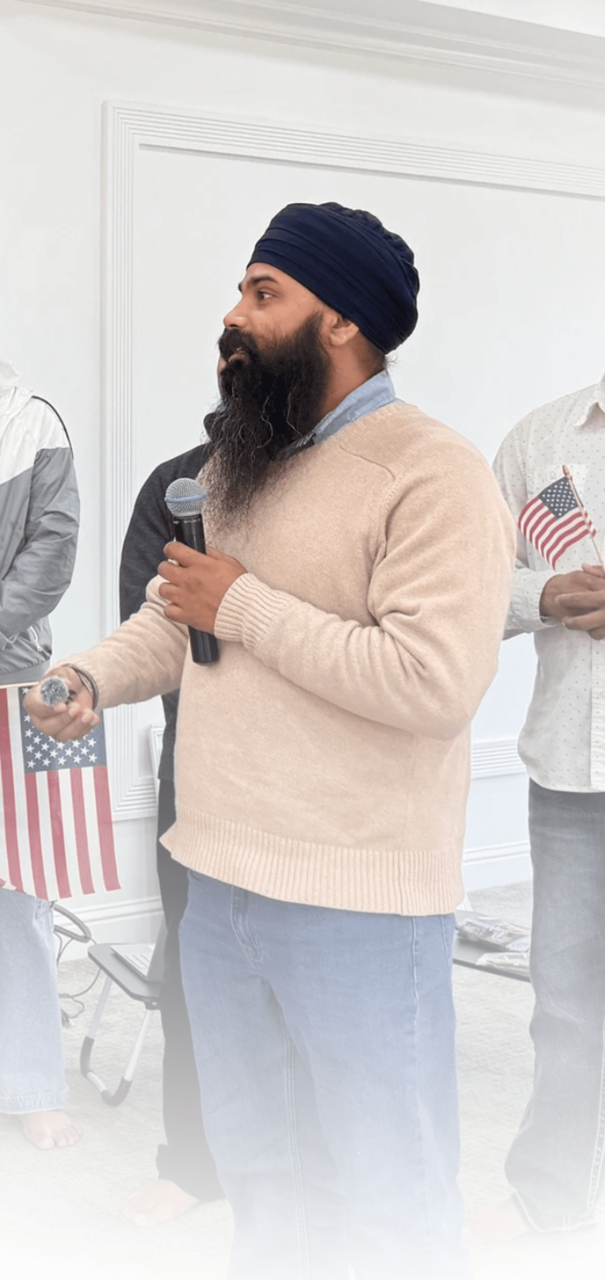 Speaker addressing a gathering of commercial truck drivers